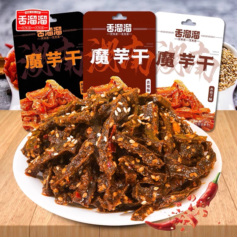 舌溜溜魔芋干湖南特产麻辣魔芋干低卡零食解馋魔芋爽香辣下饭菜 - 图0