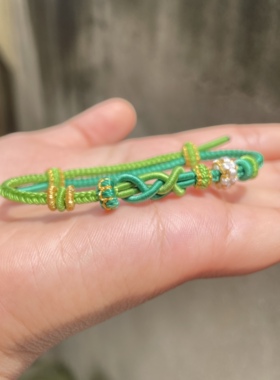 手工编织八股发财结手绳di可穿黄金玛瑙饰品配件情侣闺蜜手绳