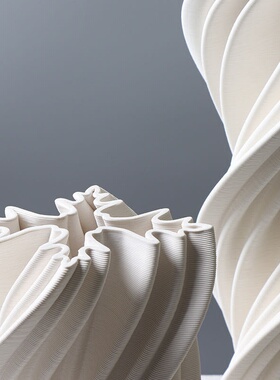 3D打印陶瓷花瓶简约创意客厅插花装饰品家居软装馆展厅不规则摆件