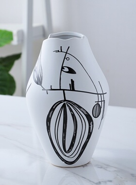 现代轻奢陶瓷小口花瓶花器摆件家居样板间软装艺术装饰品工艺摆设