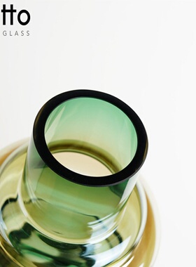 艺术渐变琥珀玻璃透明花瓶插花干花器简约水培家居花器摆件工艺品