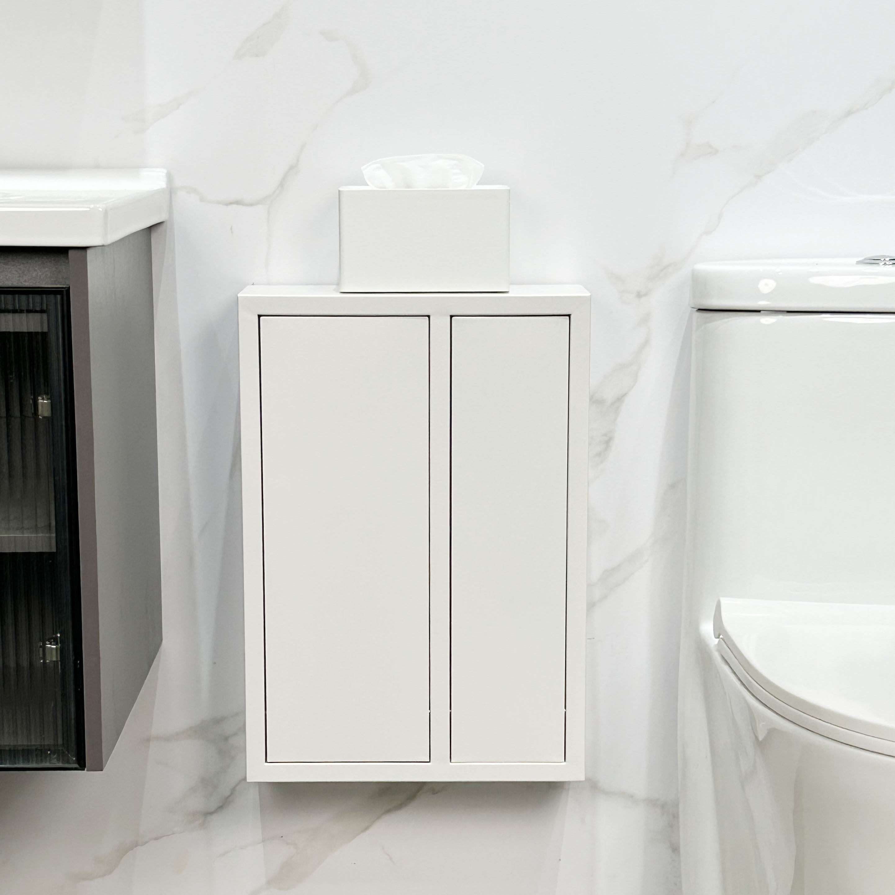 不锈钢壁挂式收纳柜置物架明装厕所卫生间马桶旁垃圾桶纸巾架纸篓,淘宝优惠券,粉丝福利购,淘宝优惠卷