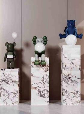 大理石底座岩板柱子客厅大摆件高级感创意摆件高级感轻奢摆件底座