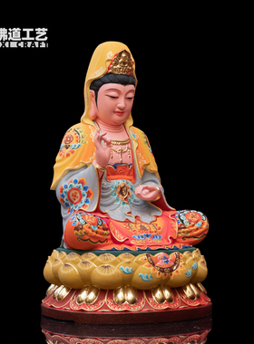 观音菩萨佛像香樟木雕定制坐莲花观音佛像供奉南海观世音神像摆件