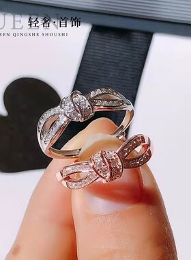 S925纯银蝴蝶结戒指女