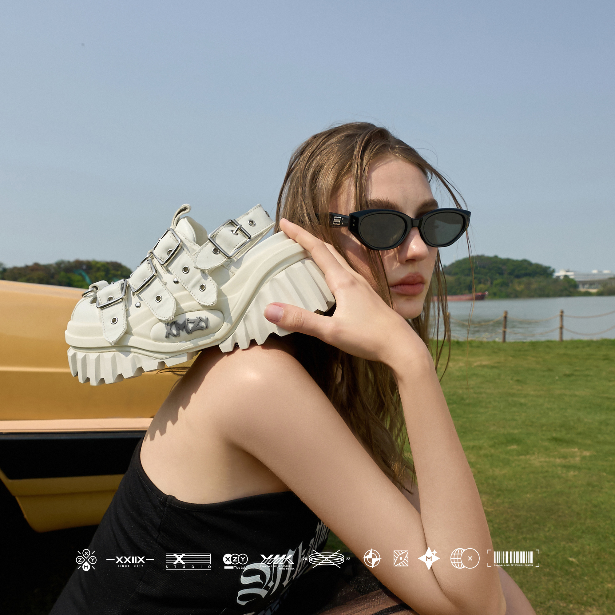 【千机变】XMZY2025夏季新款原创金属朋克风设计感厚底外穿凉鞋女 - 图0