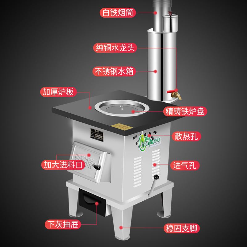 取暖炉家用室内煤炭农村柴煤两用烧木材柴火节能无烟气化采暖炉子 - 图2