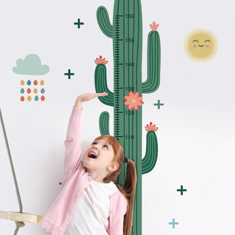 仙人掌身高墙贴儿童房墙面装饰宝宝身高测量仪尺家用卡通身高贴纸,淘宝优惠券,粉丝福利购,淘宝优惠卷