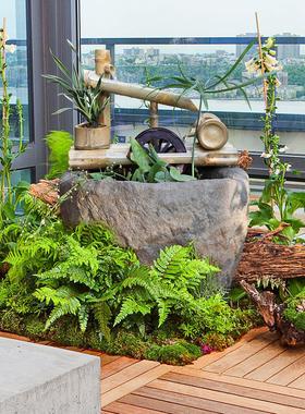 中式客厅循环流水鱼缸景观喷泉入户玄关装饰摆件阳台造景假山鱼池