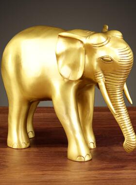 大象摆件 铜象摆件一对 吉象吸水象办公室客厅装饰品乔迁新居礼品