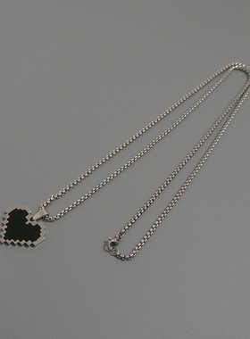 一页出品！个性嘻哈马赛克爱心项链男简约百搭毛衣链女街舞配饰潮