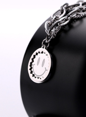 一页出品！设计感流苏双层拼接锯齿笑脸嘻哈百搭气质毛衣链项链女