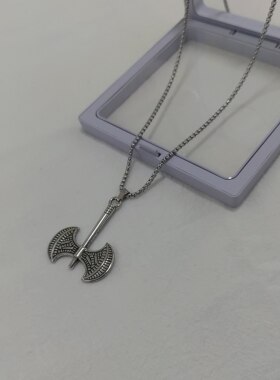 一页出品！霸气双头斧项链男潮流小众设计感嘻哈机车配饰毛衣链