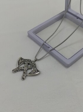一页出品！战斧吊坠项链机车风嘻哈男女情侣款毛衣链个性街头风