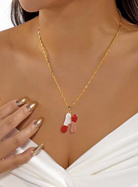 速卖通跨境热销26英文字母卡通吊坠项链 可爱搞怪滴油撞色项饰女