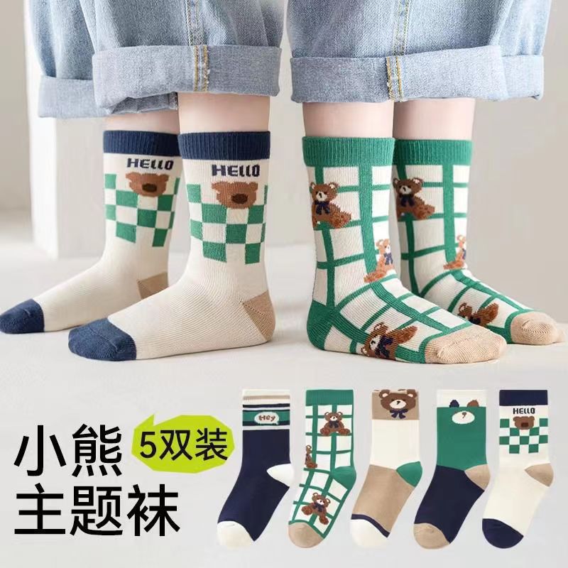 秋冬新款男女童袜子儿童袜子花朵公主女孩中大童中-第2张图片-提都小院