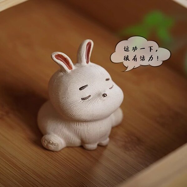 Purple sand rabbit tea pet zodiac ornaments creative mini white rabbit tea toy boutique can grow tea table tray tea set accessories