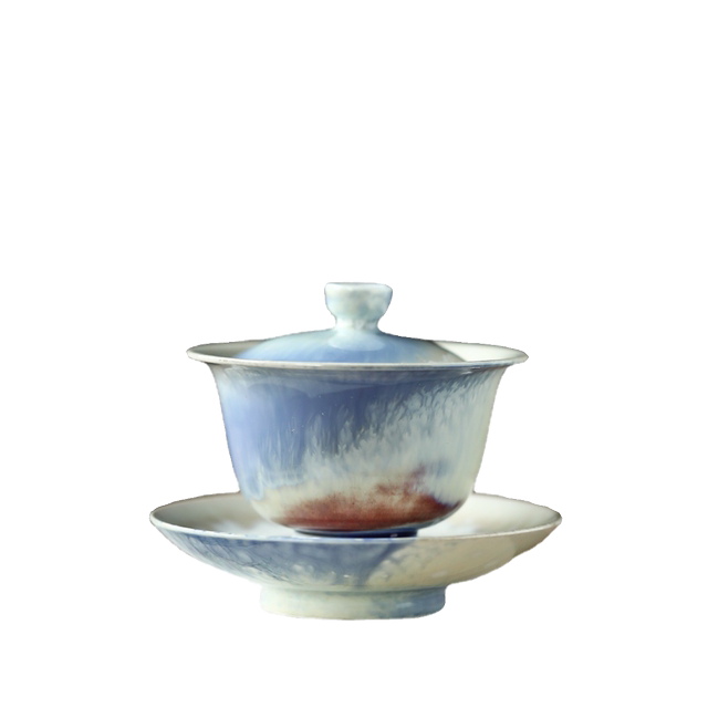 Jingdezhen fully handmade Qiongtai Feixue Sancai bowl tea set set teacup tea bowl single high-end ceramic