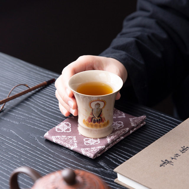 Wuxiang Dunhuang Master Cup Drinking Tea Cup Ceramic Kung Fu Tea Set Personal Single Cup High-end Tea Cup Small Tea Cup