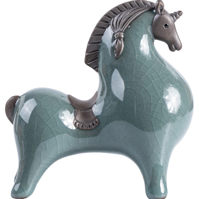Ceramic Tang Horse Ornament Small Lucky Tea Pet Boutique Can Be Raised in Living Room Entrance Desktop Decoration Desk Tea Play