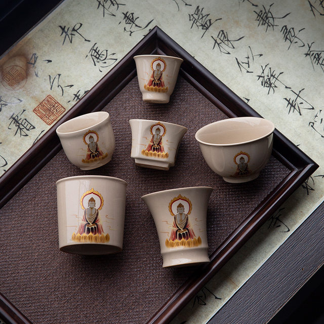 Wuxiang Dunhuang Master Cup Drinking Tea Cup Ceramic Kung Fu Tea Set Personal Single Cup High-end Tea Cup Small Tea Cup