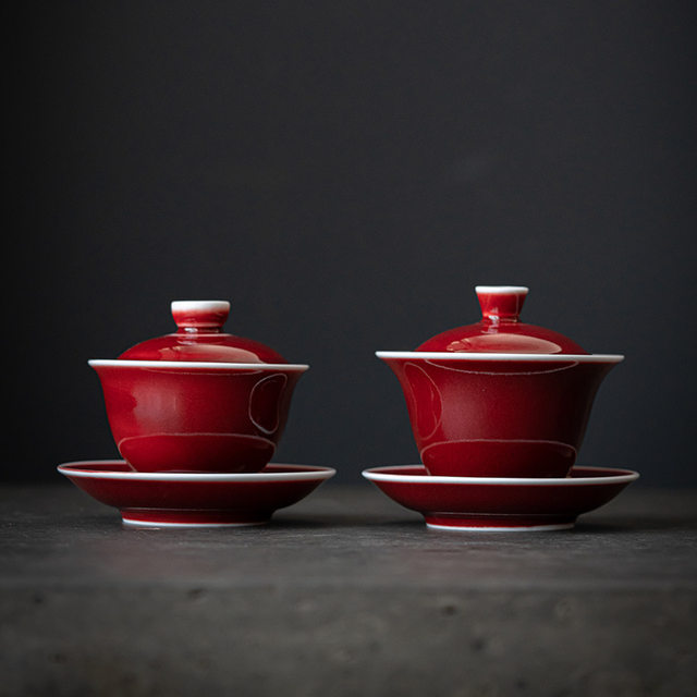 Handmade Langhong Sancai covered bowl single high-end teacup tea bowl with lid tea set three-piece set 2025 new large size