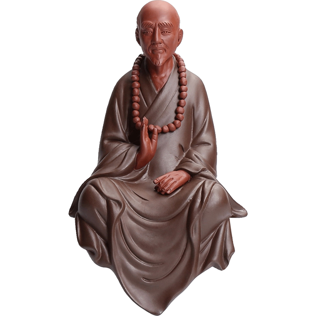 Zen purple sand master Hongyi ceramic ornaments study shelf creative Buddha statue Chinese home craft decoration