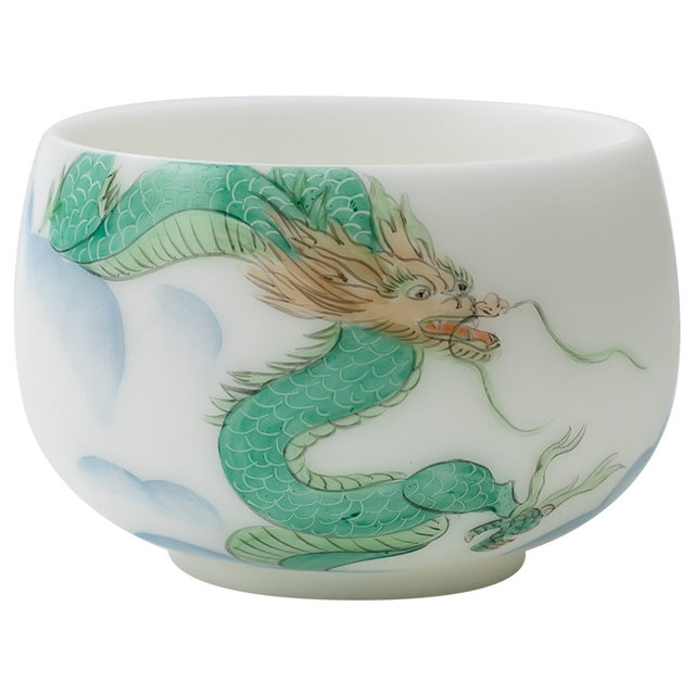 High-end hand-painted zodiac mutton-fat jade porcelain Kung Fu tea cup, high-end personal master cup, tea cup, single cup