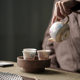 Enamel filigree silver one pot two cups Kung Fu tea set household ceramic tea water separation teapot small single pot