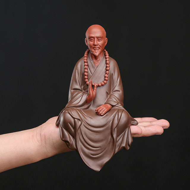 Zen purple sand master Hongyi ceramic ornaments study shelf creative Buddha statue Chinese home craft decoration