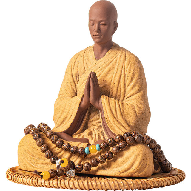 Chinese Zen style purple sand monk tea pet ornaments tea room tea table desktop Bogu rack home decoration crafts