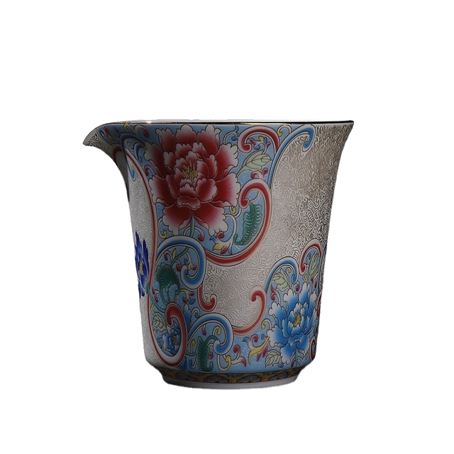 Handmade filigree silver enamel ceramic fair cup large capacity even cup tea divider home tea sea office tea set