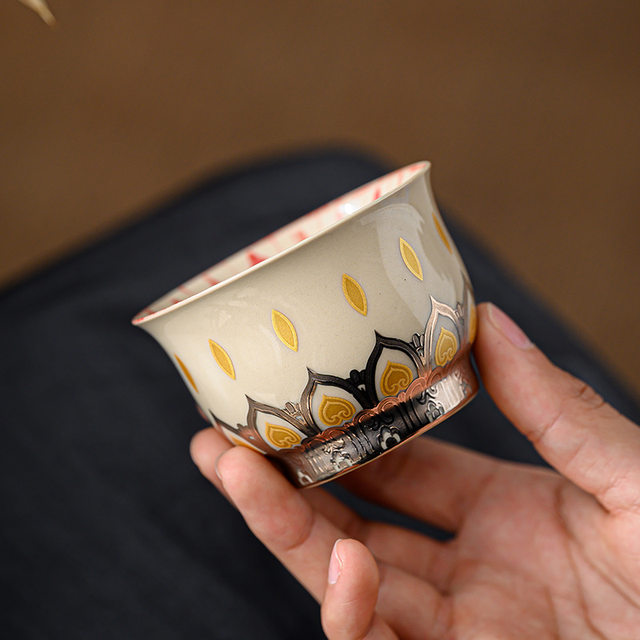 Dunhuang Ten Thousand Buddhas Tea Cup Master Cup for Tea Smell and Fragrance Single Cup Personal High-end Ceramic Kung Fu Tea Set Small Tea Cup