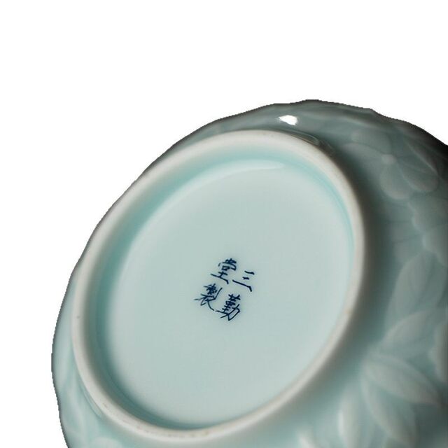 Jingdezhen handmade shadow green dragon and phoenix bubble tea cup high-end personal office high-end ceramic tea set master cup