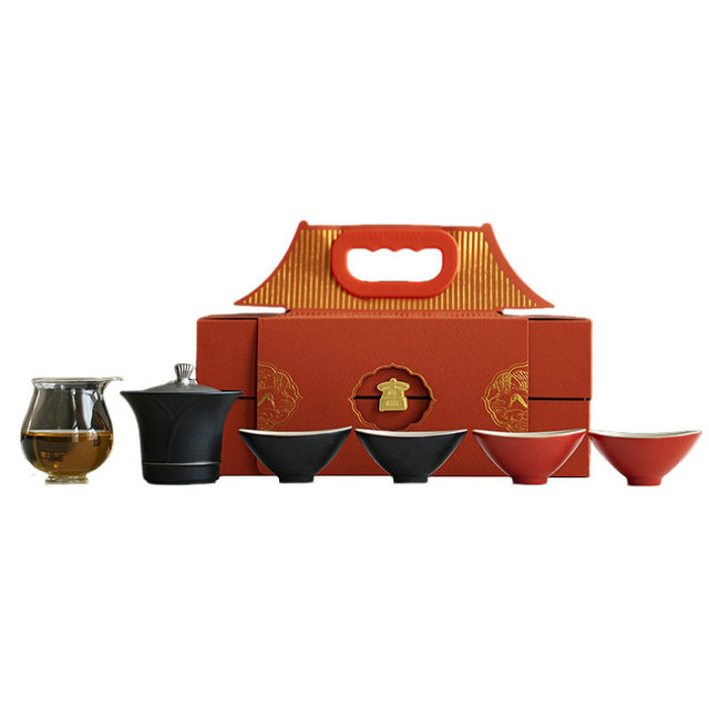 Forbidden City Cultural and Creative Kung Fu Tea Set Gift Box Ceramic Cover Bowl Tea Cup Set High-end Business Souvenirs
