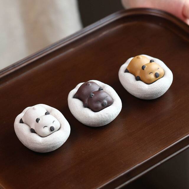Yixing Zisha Tea Pet Capibala Ornament Handmade Cute Little Panda Creative Tea Play Tea Set Accessories Ceramic