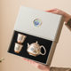 High-end sterling silver cloisonné enamel teapot set Kung Fu tea set household ceramic gilt silver tea cup 2026 new style