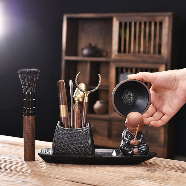 Zen Tea Ceremony Six Gentlemen Set High-end Kung Fu Tea Set Accessories High-end Tea Table for Drinking Tea, Making Tea, Tea Clamp, Brush Bucket