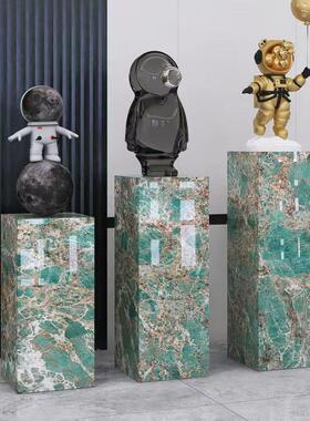 岩板花架客厅沙发旁边摆件会所工作室轻奢高档底座工艺礼品摆饰落