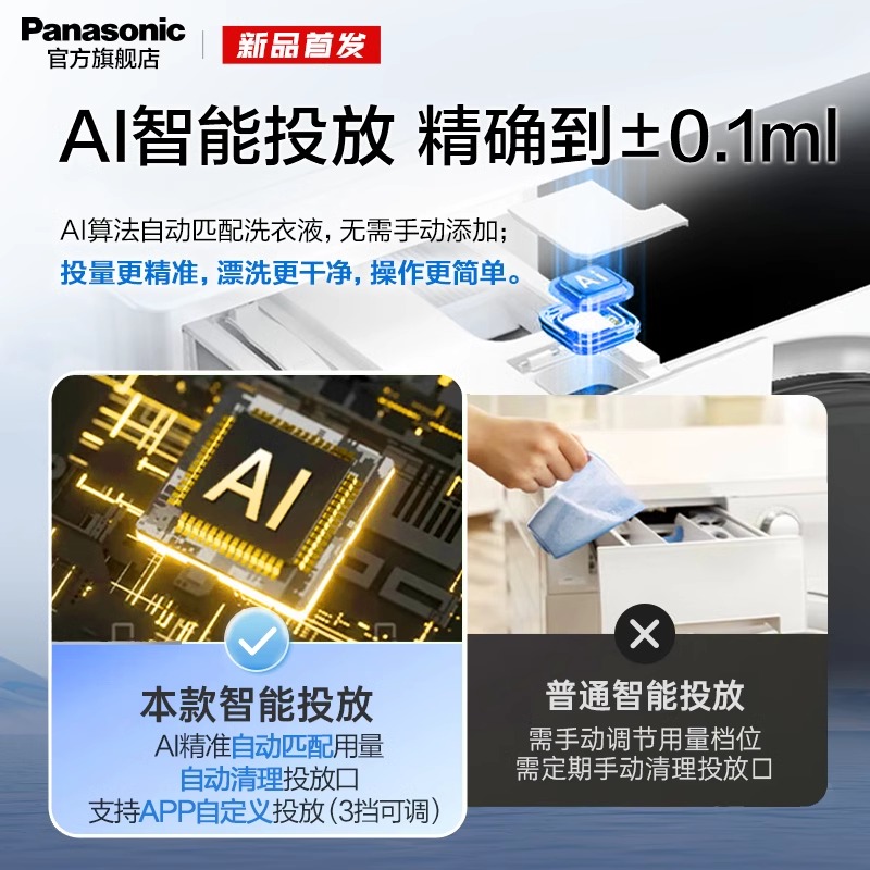 【政府补贴】松下白月光4.0官方10公斤全自动家用滚筒节能N531T/D - 图2