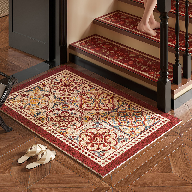 喜上花田复古红色新年丝圈入户门口外地垫耐脏免洗自由裁剪脚垫,淘宝优惠券,粉丝福利购,淘宝优惠卷