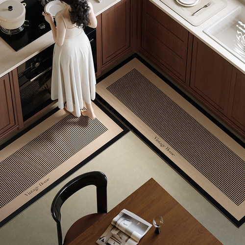 素屿厨房地毯复古轻奢硅藻泥地垫防滑防油吸水居家脚垫支持定制 - 图2