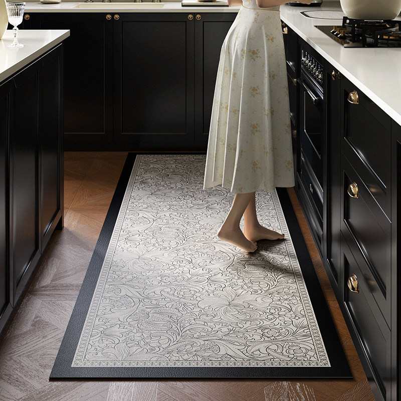 French retro L-shaped kitchen floor mat absorbent