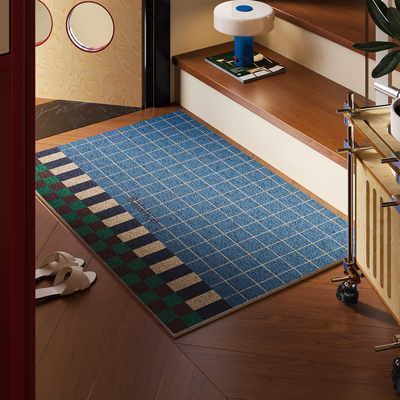 莫方格中古包豪斯丝圈入户地垫格子高级感PVC加厚进门脚垫可裁剪,淘宝优惠券,粉丝福利购,淘宝优惠卷
