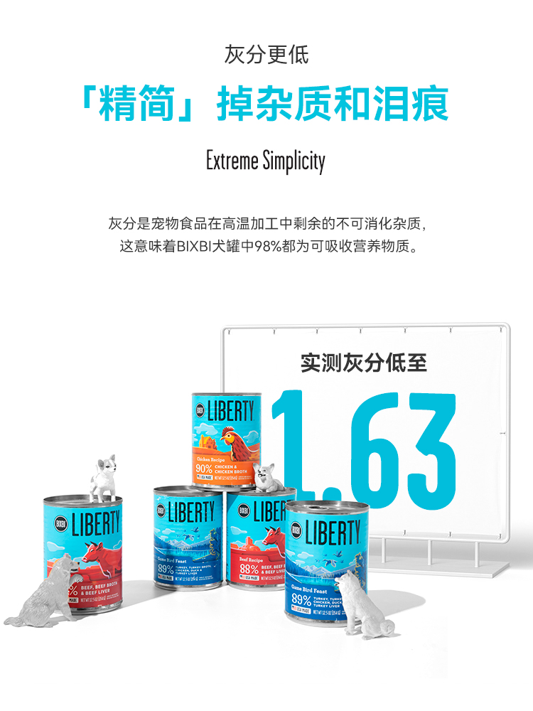 【新品狗罐3罐】BIXBI毕克比纯鲜肉成犬主食罐头狗粮无谷湿粮354g - 图3