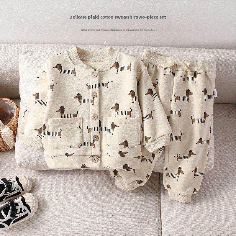 北欧风儿童卫衣套装男女宝宝上衣裤子抓绒保暖两件套秋季衣服童装,淘宝优惠券,粉丝福利购,淘宝优惠卷