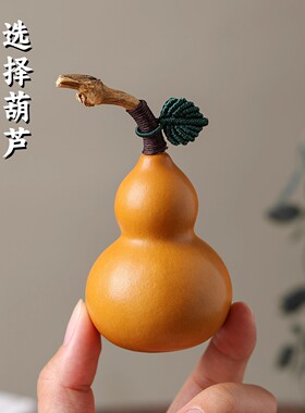 天然文玩小葫芦手把件带龙头红皮葫芦手捻盘玩把玩挂件摆件