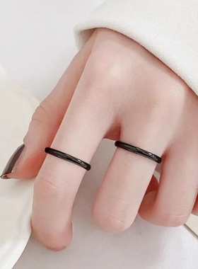 素圈戒指钛钢不掉色洗澡可戴时尚简约男女潮通用指环食指戒尾戒