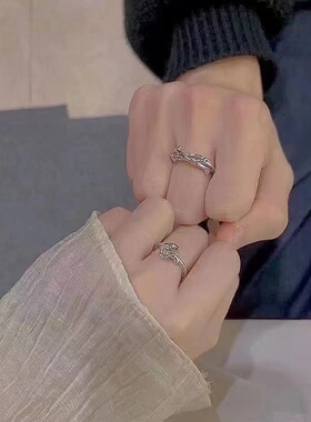 荆棘玫瑰情侣戒指小众男女开口可调节食指指环时尚百搭学生饰品