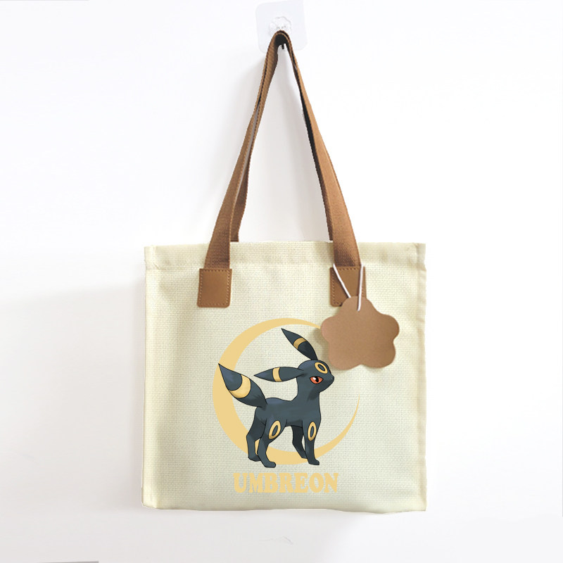 月亮伊布精灵宝可梦游戏帆布包手提购物学生书包单肩背包补习袋子,淘宝优惠券,粉丝福利购,淘宝优惠卷